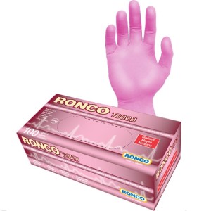 RONCO Touch Nitrile Pink Examination Glove Powder Free Medium 100x10
